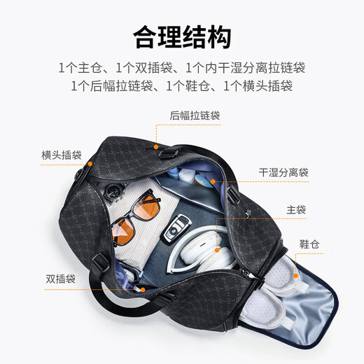 POLO travel bag men's business large capacity short-distance business trip commuter luggage bag handbag independent shoe compartment storage