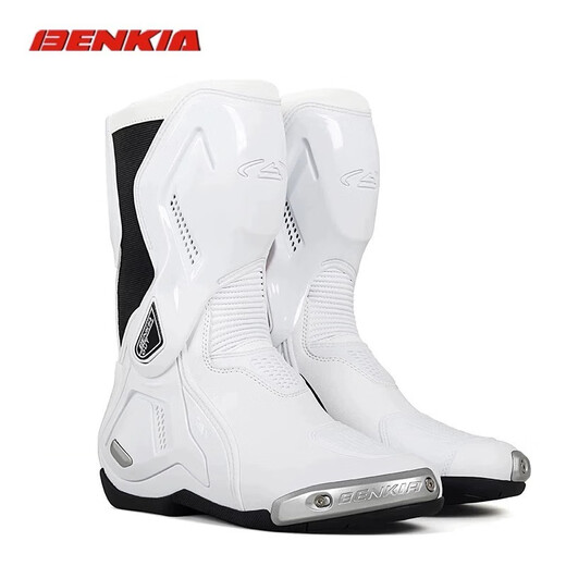 BENKIA Bicycling boots motorcycle motorcycle riding shoes rally off-road racing shoes warm, waterproof and anti-fall motorcycle travel four seasons ivory white track version 40 (GB code 250)