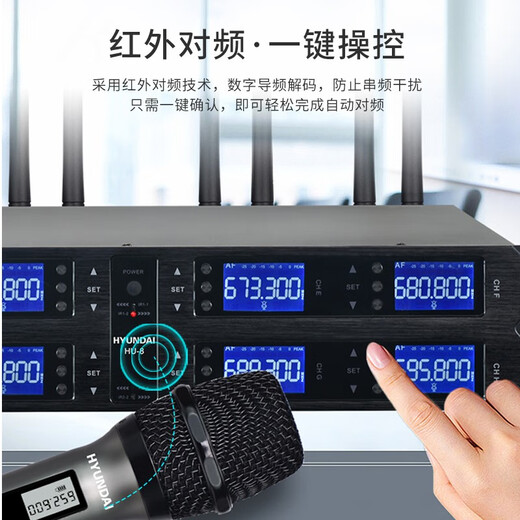 HYUNDAI现代BK10专业中小型会议室音响套装壁挂式音箱蓝牙功放无线话筒组合教学培训店铺音响系统设备 【两音响/八鹅颈】会议音响套装（20-120平）