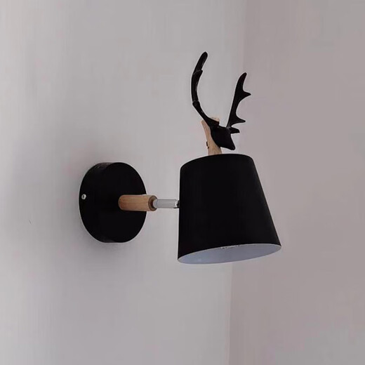 Yilin Nordic simple desk wall lamp bedroom bedside lamp living room corridor wall lamp macaron personalized creative deer head lamp black three-color light