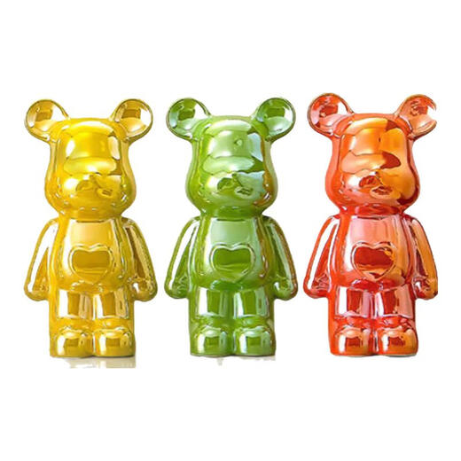 Internet celebrity violent bear cartoon TV wine cabinet living room decoration light luxury high-end ceramic children's piggy bank birthday gift colorful white care bear-18cm