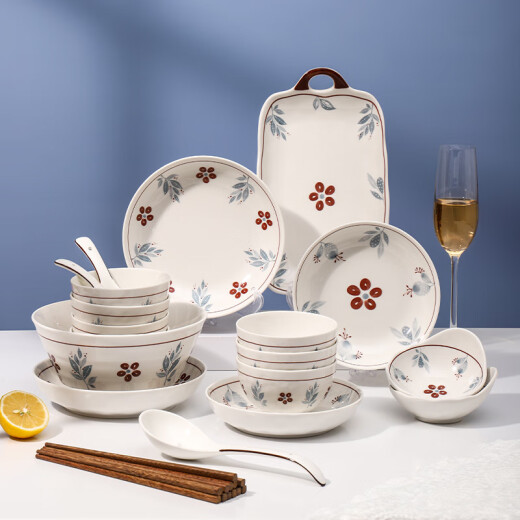 Huazao Baijia AQ Happy Chinese Series Tableware Set (30 pieces for 6 people in gift box)
