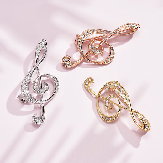 Ting white musical note brooch for women, new high-end corsage for clothes, suit pins, accessories, male birthday gift for girlfriend, musical note brooch, rose gold