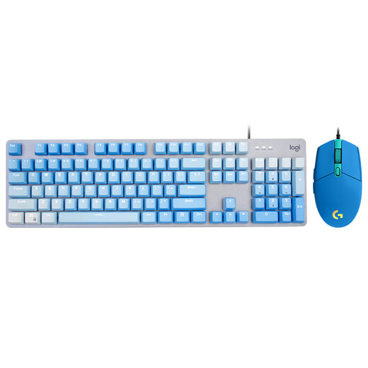 罗技（Logitech）k845机械键盘G102有线鼠标电竞游戏基础入门键鼠套装定制键盘 背光全尺寸键盘宏游戏鼠标套装 K845红轴霜冻之蓝+G102蓝色