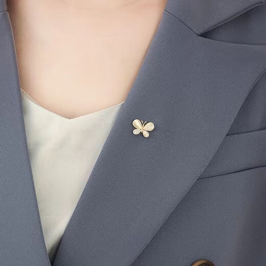 Bow small brooch for women, high-end opal collar, anti-exposure buckle, no sewing, invisible corsage fixing button, 2 pieces