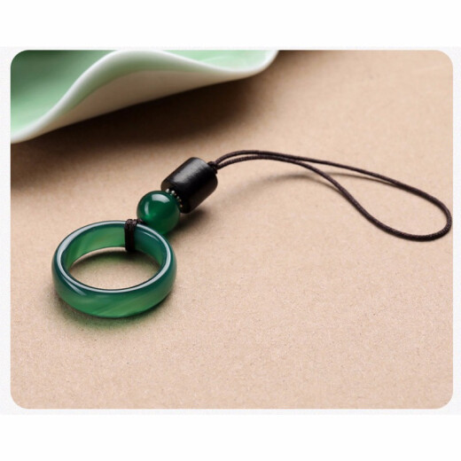 Qinghuo mobile phone lanyard short men and women Apple vivo pendant pendant Chinese style agate woven lanyard U disk lanyard mobile phone lanyard small finger ring buckle lanyard key chain accessories agate green [Agate lanyard]