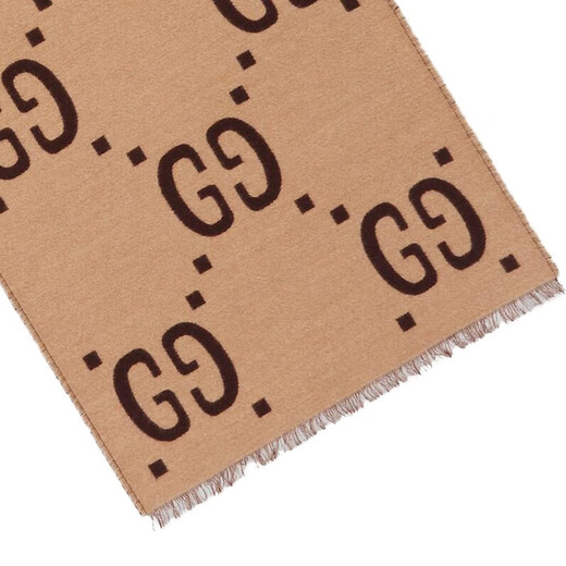 Gucci (GUCCI) scarf for men and women, GG double-sided wool jacquard double-sided scarf shawl 4G350 2179 caramel color purchasing agent