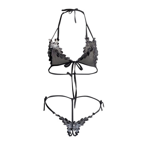Renlov sexy large size strappy bra and panties free of charge bikini three-point suit for women as a gift for girlfriend, white suit (excluding stockings), one size fits all