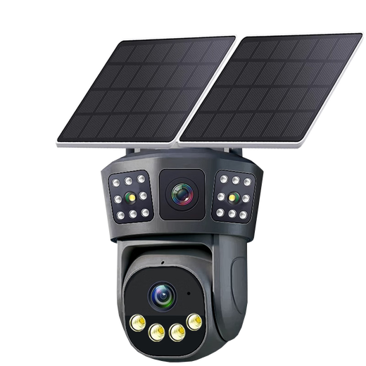 Qingrong Black Light 5G Solar Camera Outdoor Wireless Monitor Home 360 ​​degré Panoramic No Dead Angle Vision nocturne en pleine couleur Tracking extérieur étanche non électricité sans grille à vie
