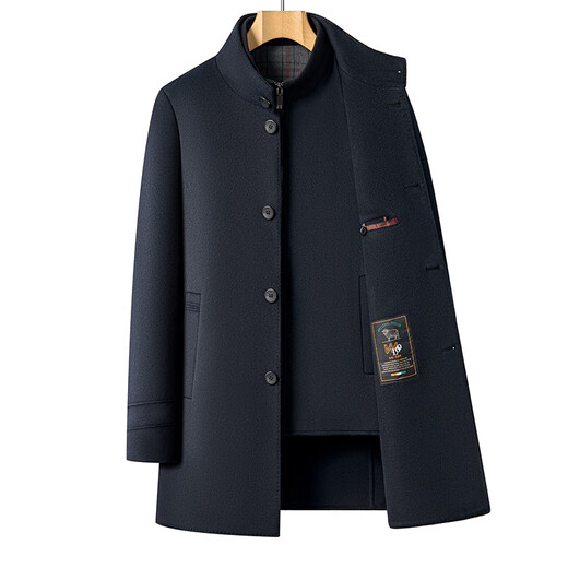
FULANLE PAULO high-end wool coat jacket for men's autumn and winter high-end stand-up collar woolen coat thickened down glove business dad suit gray thickened [disassembly down glove] 180/XL