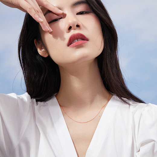 Saturday blessing 18K gold necklace women's Chopard chain color gold necklace plain chain birthday gift yellow 18K about 1g-46cm