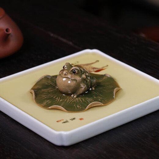 Hidden Pot Tianxia Zisha Tea Pet Ornaments Boutique Can Raise Tea Table Tea Table Ornaments Tea Set Accessories Lotus Leaf Incense Tea Play Golden Toad Cover Set Harmony Produces Wealth