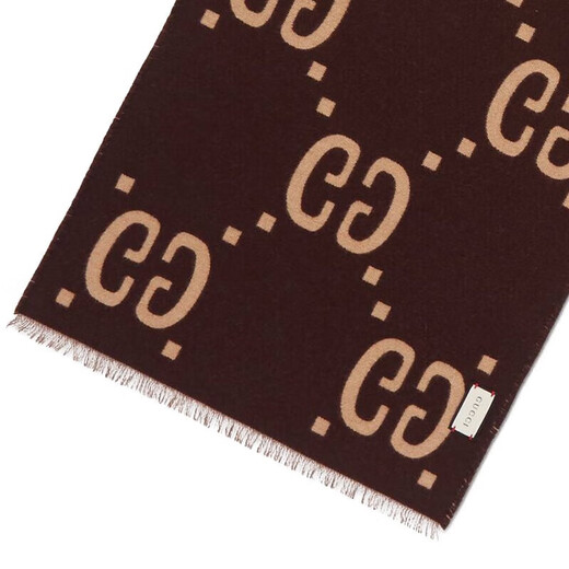 Gucci (GUCCI) scarf for men and women, GG double-sided wool jacquard double-sided scarf shawl 4G350 2179 caramel color purchasing agent