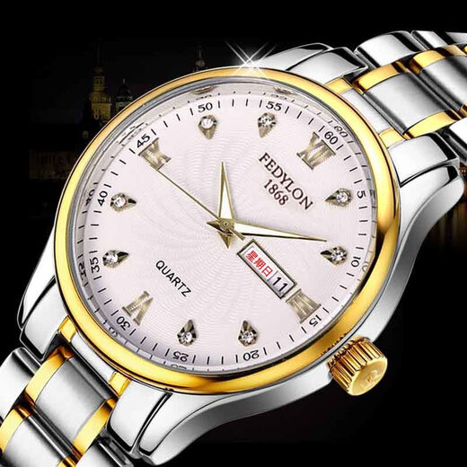 Shanghai Vollautomatische mechanische Uhr Doppelkalender wasserdichtes Stahlgürtel Modepaar Männer und Frauen Mechanical Watch Room Weiße Männer 690