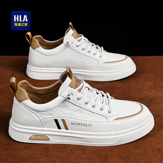 Heilan House Flat Shoes Men's Shoes 2025 New Autumn and Winter Velvet Thickening Versatile White Shoes Men's Slip-on Casual Shoes for Men White Brown 42