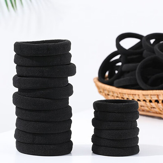 Jieweiyi head rope rubber band women tied hair simple temperament high elastic durable new high-end leather cover hair loop rope BH-FQ31 black seamless hair loop 5 set