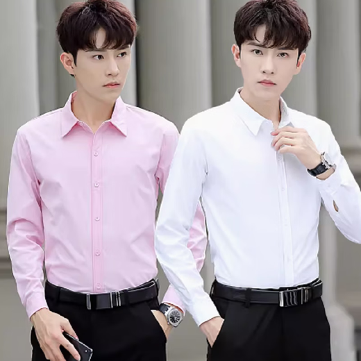 Tin Yuan White White de manga larga, no hierro, no hierro, profesionales de negocios, vestidos de manga larga de manga larga, traje de trabajo para hombres traje para hombres con 2 piezas [blanco + blanco] 2xl [120-135Jin [Jin equivale a 0.5 kg]]
