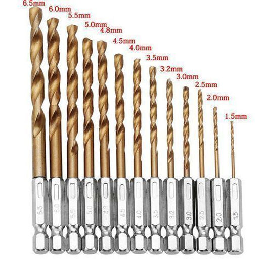 Yanran hexagonal shank drill bit twist drill high-strength electric drill bit set stainless steel metal drilling steel special rotor 1.5-6.5 (13 pieces)