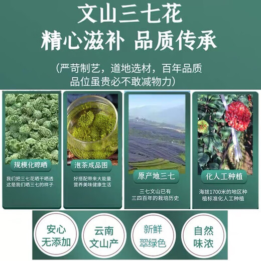 福美柒三七花头茬新花 云南三七花茶 精选四年花 特级文山三七花茶250克 田七花泡茶的功效500克 精选当季新三七花【250克】