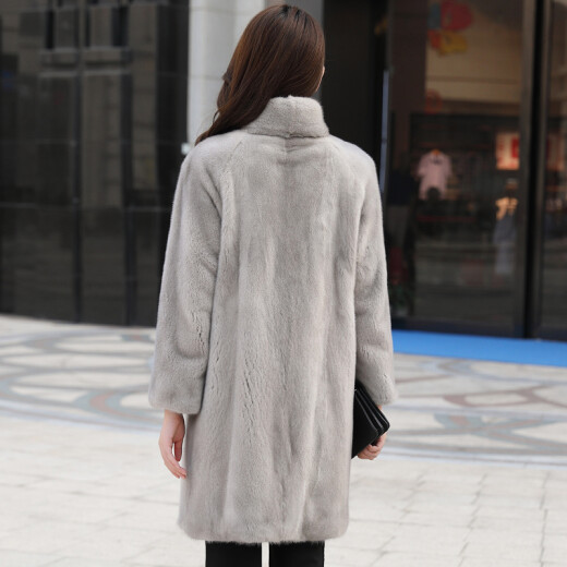 Inuka 2023 mink coat women's full mink mid-length fur coat velvet imported female mink mink fur Austrian blue 5XL (suitable for 150-180Jin [Jin equals 0.5 kg])