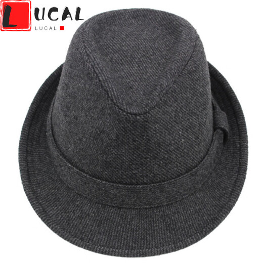 LUCALY Republic of China-Stil Herren-Top-Hut von Männern Frühling und Herbsthut Herrenhut Winter Wolle warmhermer Herbst und Winter mittleren Alters und älterer Jazzhut Winter alter Männerhut Schwarz S (55-56 cm) mit Schrumpfseil im Inneren