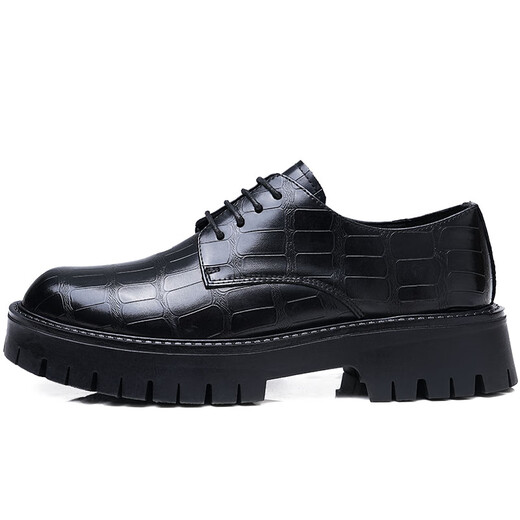 
Nordic Picture (BEIOUTU) thick-soled high-rise casual shoes Fashion British lace-up wear-resistant low-top business men's shoes 2687 Black 41
