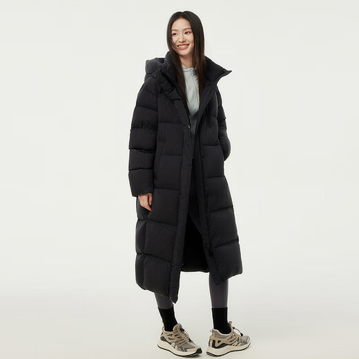 Tambor Down Jacket Women's Long Puff New National Standard 90 Fleece Hooded Fashion Winter Warm Jacket Black 165