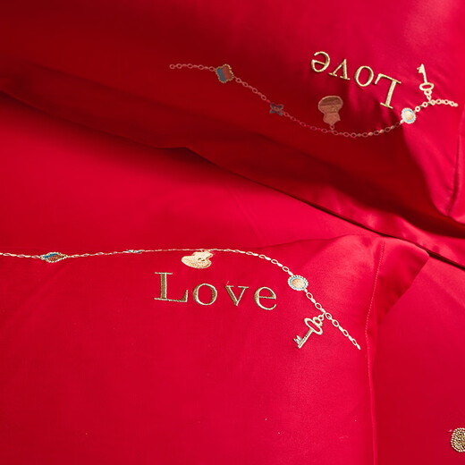 Wedding four-piece set, wedding bedding, embroidered quilt cover, brushed set, red wedding Chinese-style eight-piece quilt set, romantic accompanying 1.5-1.8m bed sheet eight-piece set