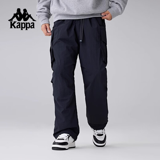 Kappa (Kappa) pantalon de sport tissé consécutif pantalon de travail à jambe droite chaude et résistant au froid pantalon masculin Black-9902 L
