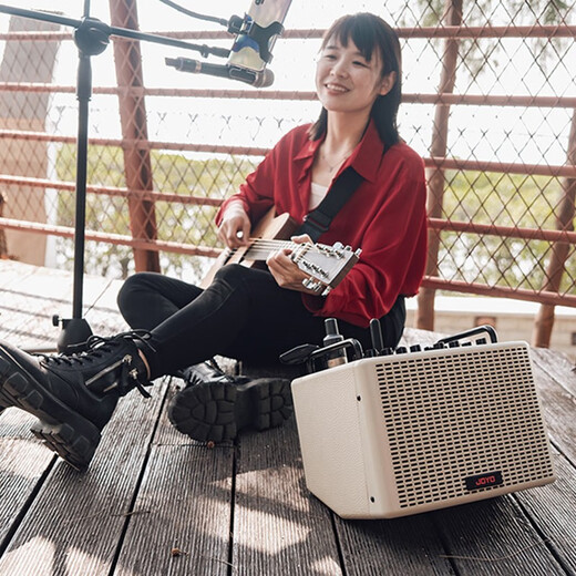 JOYO guitar speaker, electric blowpipe audio, folk rechargeable Bluetooth drum machine, live recording, outdoor singing, new BSK-40 beige