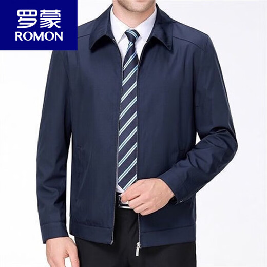Veste exécutive Romon 2025 Nouvelle veste de printemps et d'automne pour hommes veste pour hommes d'âge intermédiaire Vestes décontractés de top papa large bouton bleu marine bleu xl 180 suggestions 135-150jin [Jin est égal à 0,5 kg]