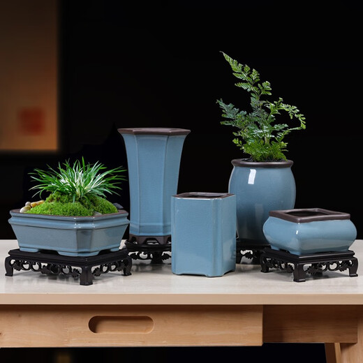 Yuxuantang rétro ge kiln fleur pot céramique argile violette petite feuille rouge nanmu papillon orchidée végétale verte salon intérieur en pot pott-bambou pot