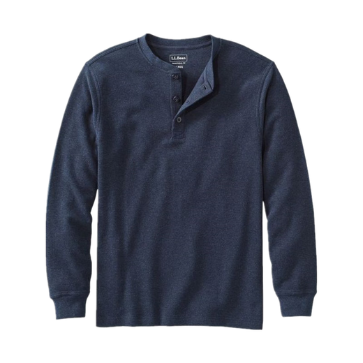 L.L.Bean men's T-shirt long-sleeved autumn and winter warm waffle henley shirt pure cotton soft casual versatile dad wear Deep Wine wine red L suitable for net bust 116-122cm