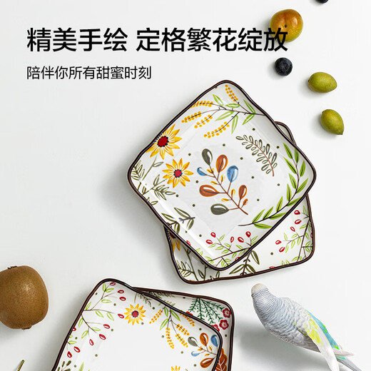 Made in Tokyo, American-style plates, tableware sets, plates, plates, housewarming ceramics, flower series dessert plates, 6 inches*4