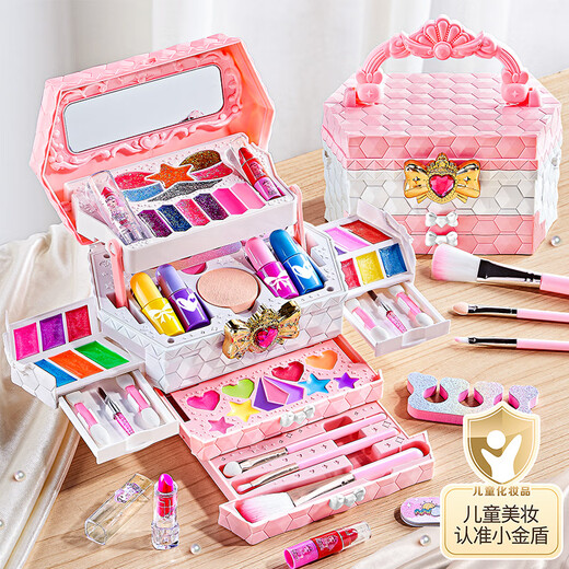卡卡贝儿儿童化妆品玩具3-6岁女孩生日礼物四层彩妆化妆盒公主过家家美妆