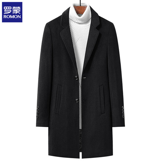 Lomon wool coat men's casual business formal clothes wool coat coat jacket LL1931 black 3XL