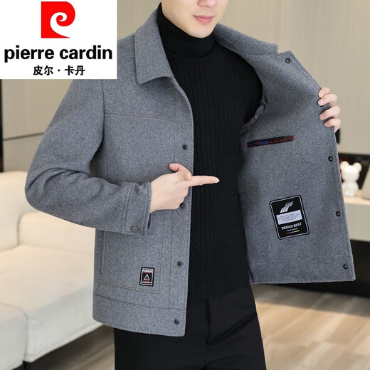 Pierre Cardin Wool Wool Jacket Men's Short Double-sided Nylon Coat 2025 Autumn and Winter New Men's Thickened Cashmere Wool Jacket 20936-2308 Khaki Cashmere Nylon 2XL