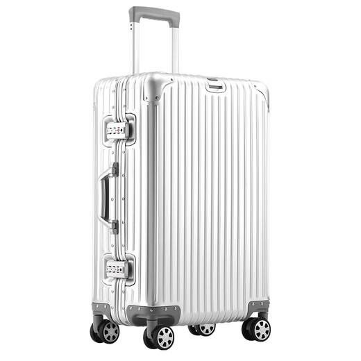 乌尼莫克（Uniamog）全铝镁合金行李箱登机箱小型旅行箱男出差拉杆箱女密码箱子大容量 幻影银（豪华款 阳极氧化工艺） 20英寸 /可登机 第六代铝镁合金