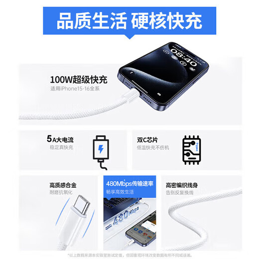 Kewo 1.5m extended Apple 15/16/17 charging cable type-C data cable dual USB-C cable 100W45W40W30W fast charging suitable for iPhonepromaxiPad