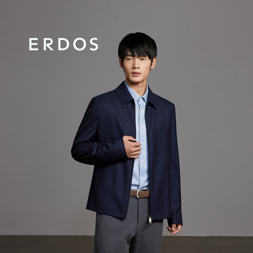 ERDOS 春夏丝毛绒商务休闲简约翻领职场男夹克外套 藏蓝 2XL 185/104A