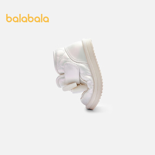 Balabala children's shoes children's boots girls winter baby cotton boots plus velvet thickening snow boots bow fashion warm and non-slip white tone 00311 21 size