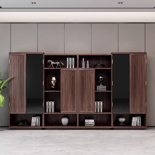 Ningqiu Luoge (NICHLORT) new Chinese style boss desk chairman manager high-end solid wood office desk and chair combination file bookcase ebony wood 3.6 meter bookcase ebony wood