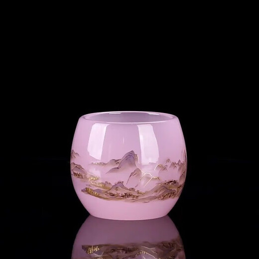 Jingdezhen high-end Qianli Jiangshan light luxury white jade glazed tea set Chinese-style household jade porcelain high-end simple glass tea cup Qianli Jiangshan master cup-white jade