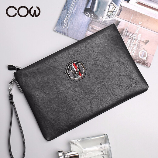 Kuh Herren Handtasche Mode Clutch Bag Herrenbeutel großer Kapazität Umschlagbeutel Casual Handtasche Tasche Herren C-9818 Schwarz
