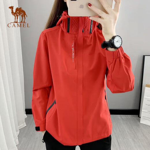 骆驼春秋季新款韩版单层冲锋衣女薄款户外防风防雨情侣休闲外套登山服 香芋紫 6626女春秋单衣 2XL