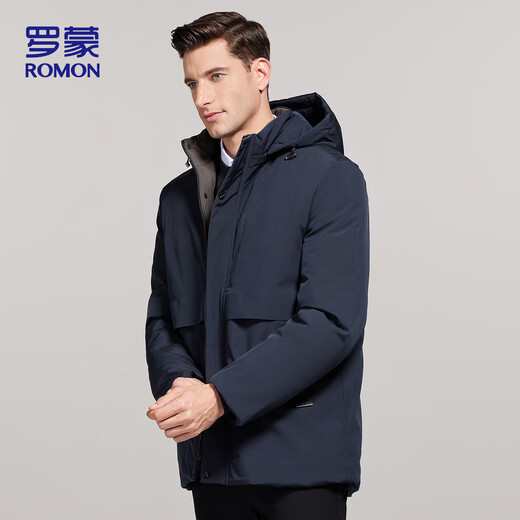 罗蒙（ROMON）棉服男士冬季潮流商务棉衣保暖棉袄外套中老年爸爸装MF78藏青XL