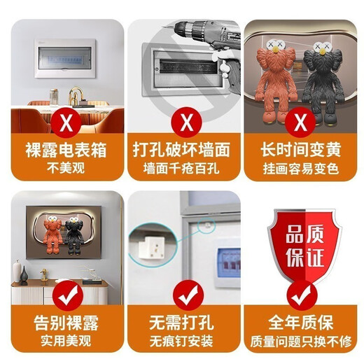 
Shunjixiangli Nordic vertical meter box decoration painting modern simple flower cover distribution box hanging painting power switch electric box painting K12213 [vertical version] 50*60cm (block 40*50) lift the cover black frame