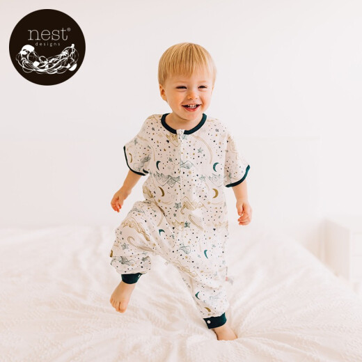NestDesigns baby sleeping bag gauze thin short-sleeved split-leg sleeping bag breathable children's anti-kick quilt Chuxue - double-layer bamboo cotton (recommended room temperature above 26) 80 yards (S size, recommended height below 80cm)