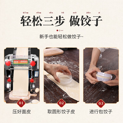 Jingyan Electric Noodle Press Vollautomatischer Edelstahl -Nudelmaschinen Haushalt Haushaltsknödelhaut Handwertige Roll -Nudeln integrierte Maschine Nudel Press 180 Edelstahl Luxustyp + Feingussmesser