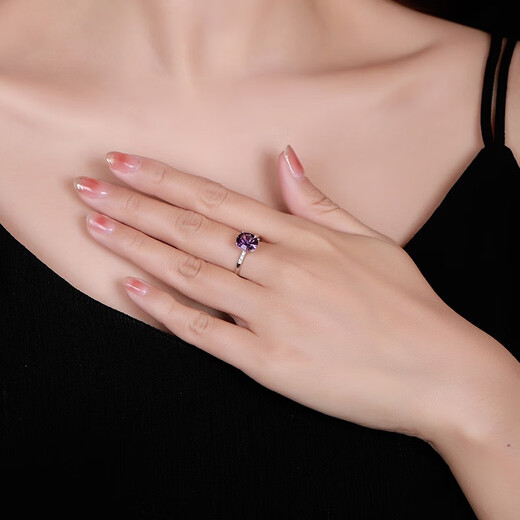 Tingliang 2 carat amethyst ring 18K gold crystal ring colored gemstones for your lover No. 12-19 in stock
